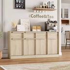 Buffet avec 2 ou 4 tiroirs et grand meuble à café de 80 ou 157 cm avec rangement, buffet de rangement moderne pour la cuisine et la salle à manger