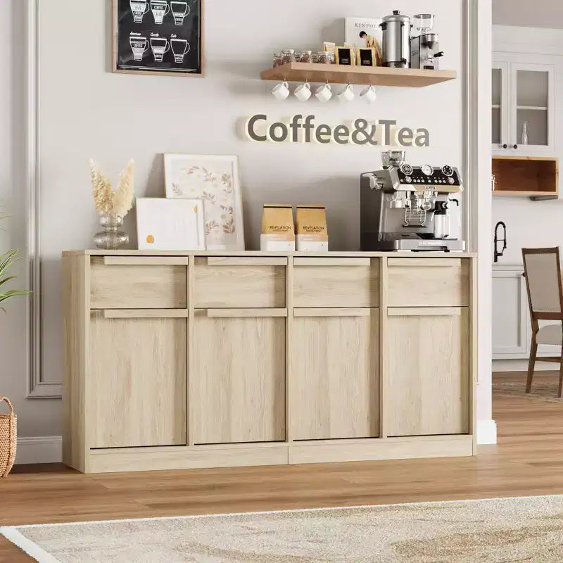 Buffet avec 2 ou 4 tiroirs et grand meuble à café de 80 ou 157 cm avec rangement, buffet de rangement moderne pour la cuisine et la salle à manger
