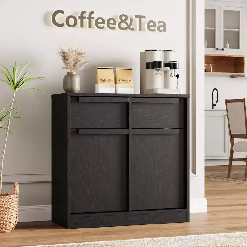 Buffet avec 2 ou 4 tiroirs et grand meuble à café de 80 ou 157 cm avec rangement, buffet de rangement moderne pour la cuisine et la salle à manger