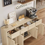 Buffet avec 2 ou 4 tiroirs et grand meuble à café de 80 ou 157 cm avec rangement, buffet de rangement moderne pour la cuisine et la salle à manger