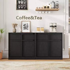 Buffet avec 2 ou 4 tiroirs et grand meuble à café de 80 ou 157 cm avec rangement, buffet de rangement moderne pour la cuisine et la salle à manger