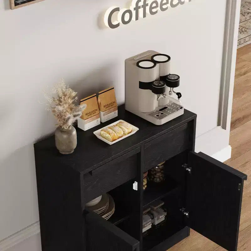 Buffet avec 2 ou 4 tiroirs et grand meuble à café de 80 ou 157 cm avec rangement, buffet de rangement moderne pour la cuisine et la salle à manger