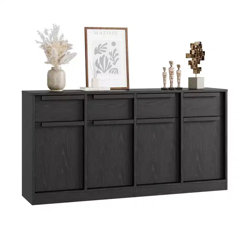 Buffet avec 2 ou 4 tiroirs et grand meuble à café de 80 ou 157 cm avec rangement, buffet de rangement moderne pour la cuisine et la salle à manger