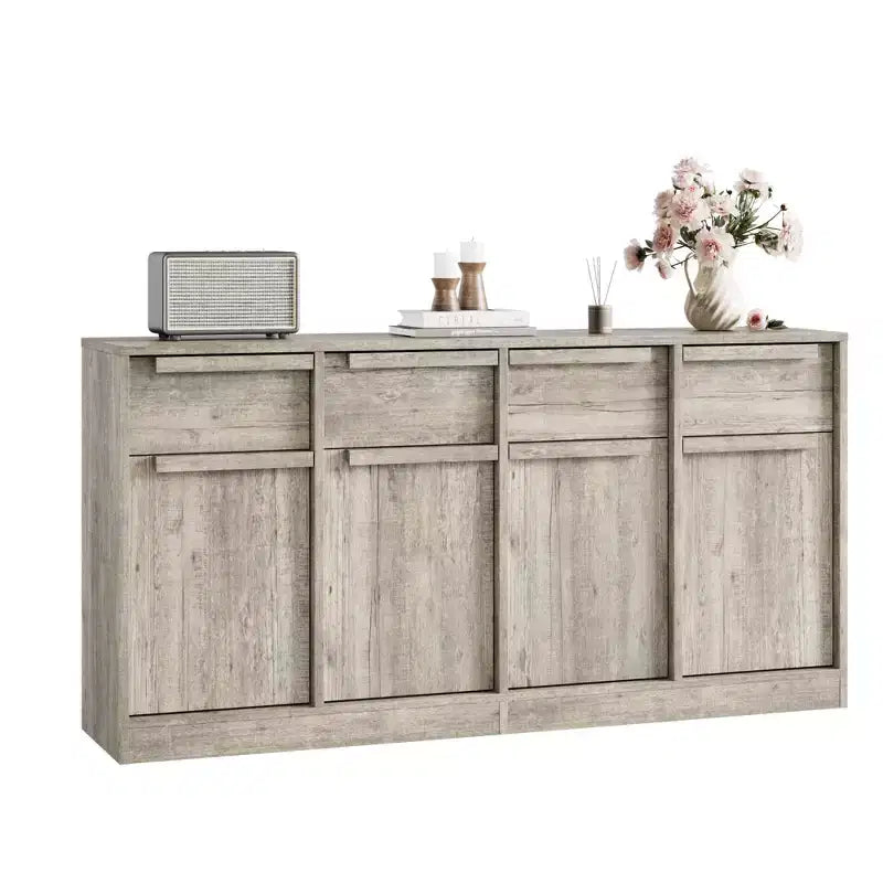 Buffet avec 2 ou 4 tiroirs et grand meuble à café de 80 ou 157 cm avec rangement, buffet de rangement moderne pour la cuisine et la salle à manger
