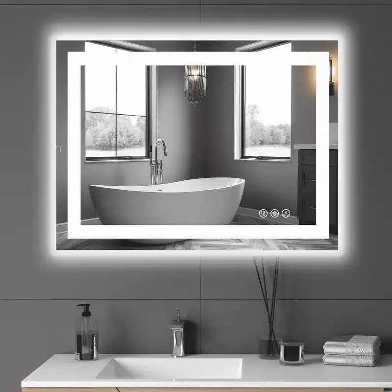 Miroir de salle de bain anti-buée MAYEERTY avec double source et trois modes