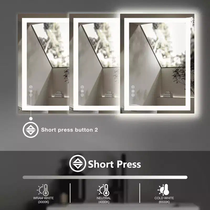 Miroir de salle de bain anti-buée MAYEERTY avec double source et trois modes