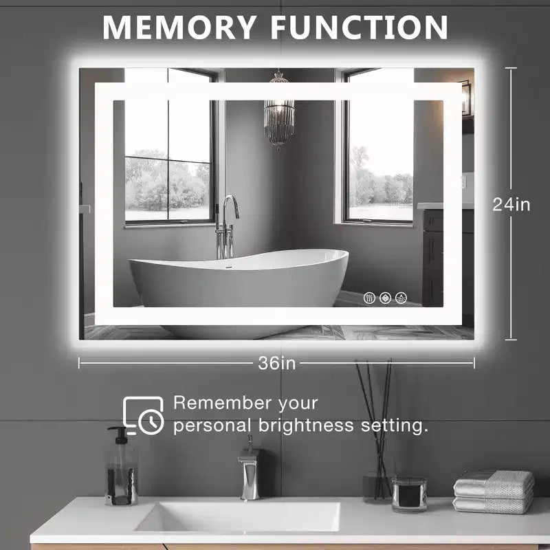 Miroir de salle de bain anti-buée MAYEERTY avec double source et trois modes