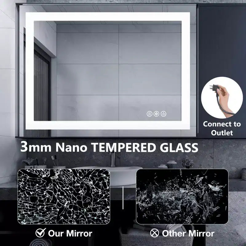 Miroir de salle de bain anti-buée MAYEERTY avec double source et trois modes