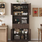 Grand meuble de cuisine, Armoire de rangement de 178 cm avec plan de travail, Buffets de cuisine cannelés avec portes et tiroir, Meuble de rangement autoportant