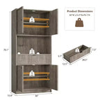 Grand meuble de cuisine, Armoire de rangement de 178 cm avec plan de travail, Buffets de cuisine cannelés avec portes et tiroir, Meuble de rangement autoportant