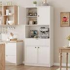 Grand meuble de cuisine, Armoire de rangement de 178 cm avec plan de travail, Buffets de cuisine cannelés avec portes et tiroir, Meuble de rangement autoportant