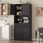Grand meuble de cuisine, Armoire de rangement de 178 cm avec plan de travail, Buffets de cuisine cannelés avec portes et tiroir, Meuble de rangement autoportant