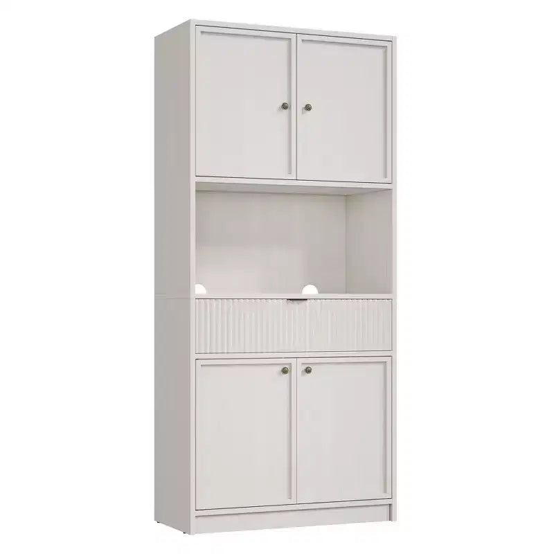 Grand meuble de cuisine, Armoire de rangement de 178 cm avec plan de travail, Buffets de cuisine cannelés avec portes et tiroir, Meuble de rangement autoportant