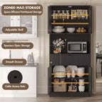 Grand meuble de cuisine, Armoire de rangement de 178 cm avec plan de travail, Buffets de cuisine cannelés avec portes et tiroir, Meuble de rangement autoportant