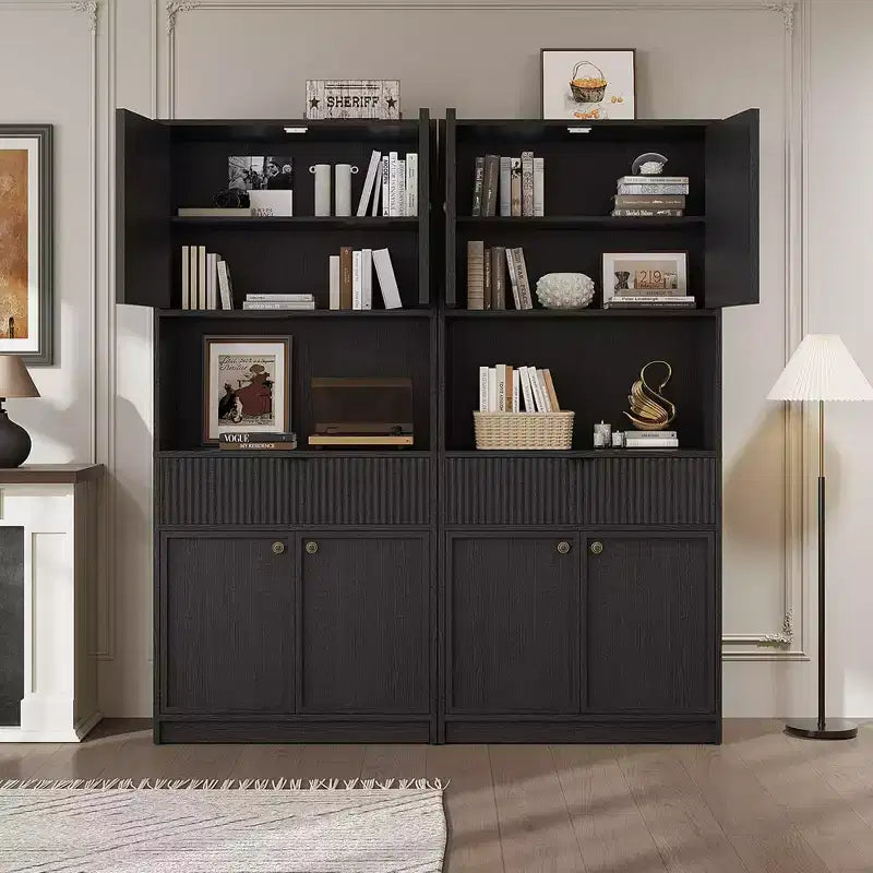 Grand meuble de cuisine, Armoire de rangement de 178 cm avec plan de travail, Buffets de cuisine cannelés avec portes et tiroir, Meuble de rangement autoportant
