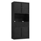 Grand meuble de cuisine, Armoire de rangement de 178 cm avec plan de travail, Buffets de cuisine cannelés avec portes et tiroir, Meuble de rangement autoportant