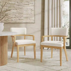 Christopher Knight Home Amelia Mid Century Modern Boucle Upholstered Dining Chairs with U-Shaped Armrest (Set of 2)
