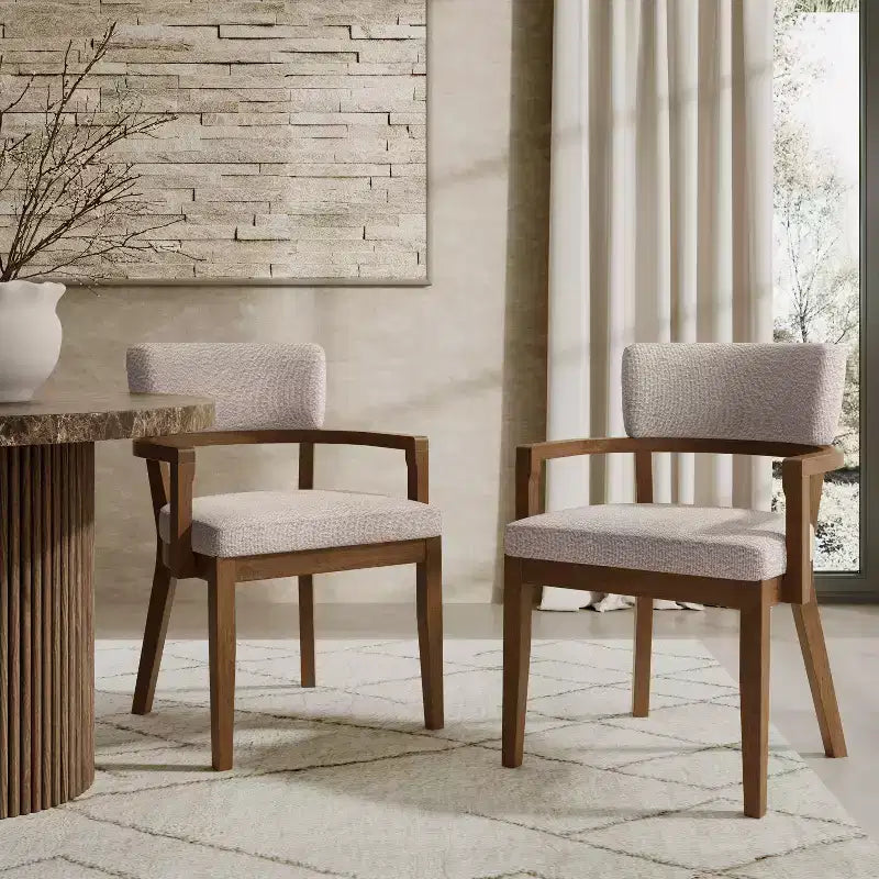 Christopher Knight Home Amelia Chaises de salle à manger modernes en bouclette avec accoudoirs en U (Lot de 2)