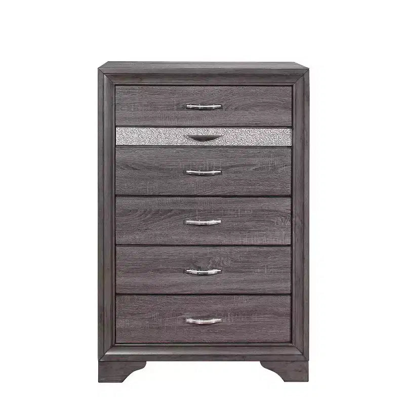 HomeStock 19 in.H Melamine Vertical Dressers with 4 - Drawers in Gray Finish