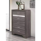 Commode verticale HomeStock de 4 tiroirs en mélamine de 48 cm de hauteur, finition grise