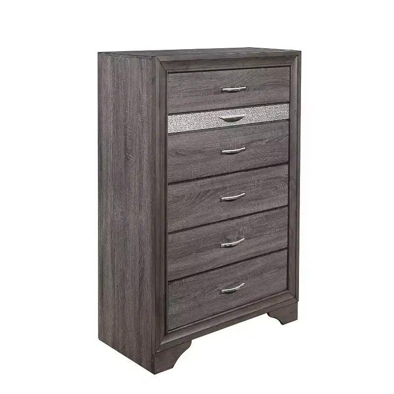 Commode verticale HomeStock de 4 tiroirs en mélamine de 48 cm de hauteur, finition grise