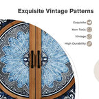 Captiva Designs Meuble de Rangement d'Appoint 2 Portes Effet Vieilli avec Motif Porcelaine Bleue et Blanche pour Entrée Salon