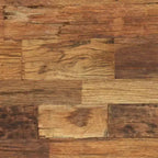 Table basse multicolore en bois de récupération massif et fer forgé