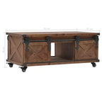 Table basse Marron Bois de sapin massif, MDF, acier 91 x 51 x 38 cm
