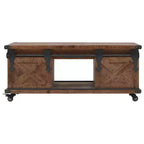 Table basse Marron Bois de sapin massif, MDF, acier 91 x 51 x 38 cm