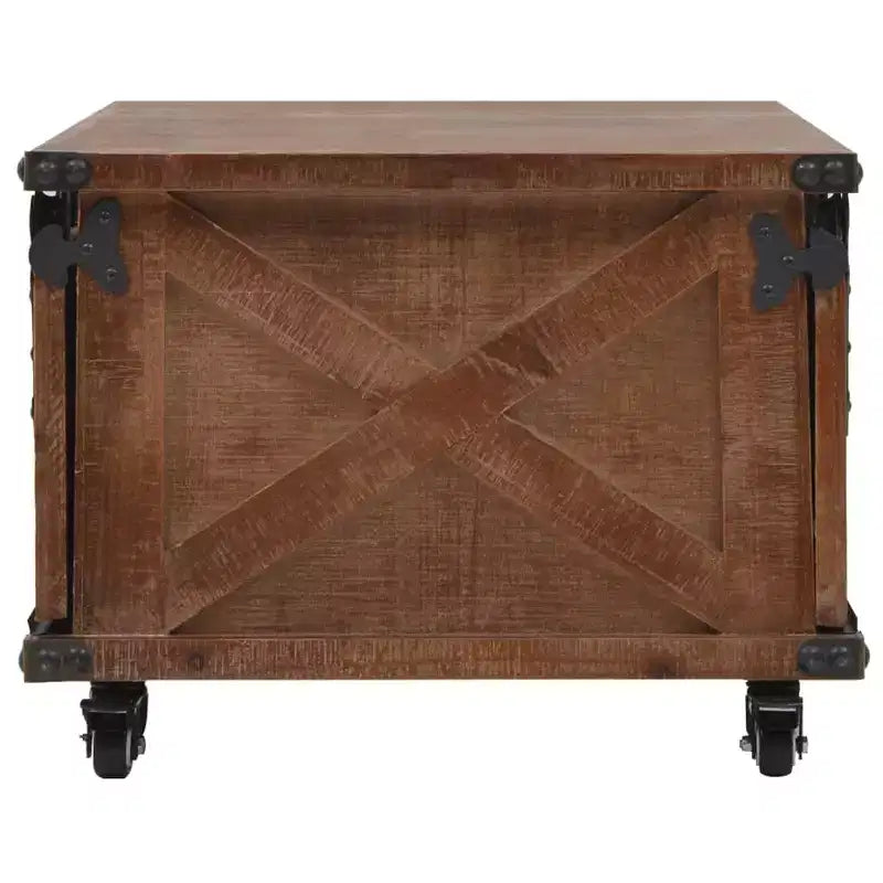 Table basse Marron Bois de sapin massif, MDF, acier 91 x 51 x 38 cm