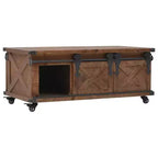 Table basse Marron Bois de sapin massif, MDF, acier 91 x 51 x 38 cm