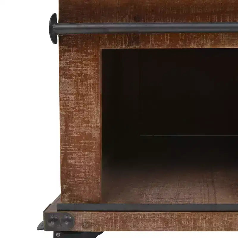 Table basse Marron Bois de sapin massif, MDF, acier 91 x 51 x 38 cm