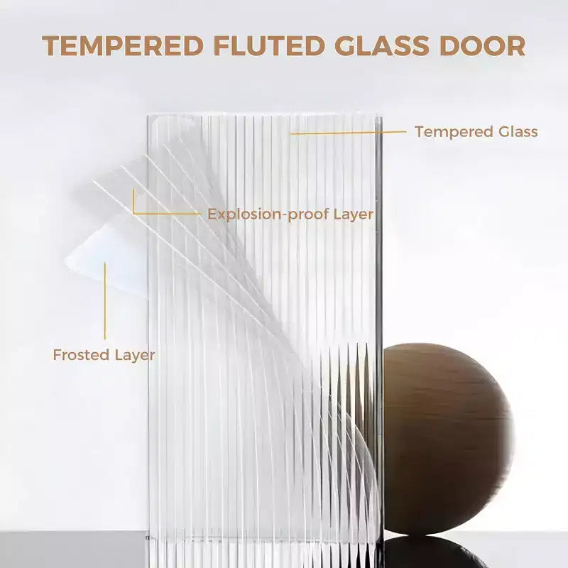 Buffet GustoWave de 133,9 cm avec Rangement, Buffet avec Portes Coulissantes en Verre Cannelé et Tiroirs, Buffet Noir pour Cuisine