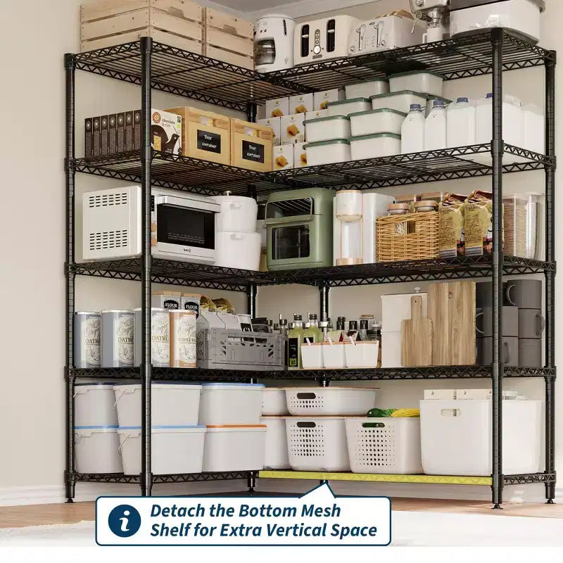 Étagères de rangement à 5 niveaux, étagère métallique, étagères grillagées réglables, rayonnages de garage robustes sur pied