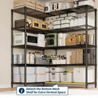 Étagères de rangement à 5 niveaux, étagère métallique, étagères grillagées réglables, rayonnages de garage robustes sur pied