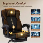 Chaise de bureau ergonomique Captiva Designs Executive, grande taille, pivotante avec repose-pieds et fonction d'inclinaison, noire