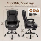 Chaise de bureau ergonomique Captiva Designs Executive, grande taille, pivotante avec repose-pieds et fonction d'inclinaison, noire