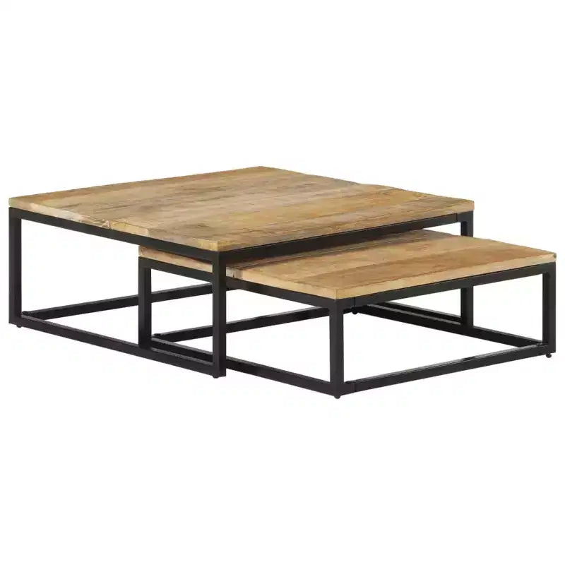 Tables basses lot de 2 en manguier naturel, noir