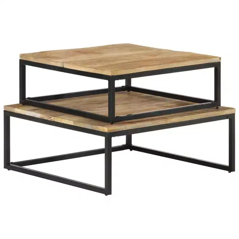 Tables basses lot de 2 en manguier naturel, noir
