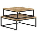 Tables basses lot de 2 en manguier naturel, noir