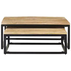 Tables basses lot de 2 en manguier naturel, noir