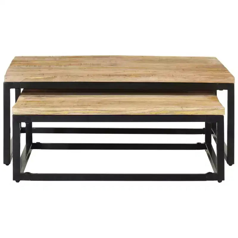 Tables basses lot de 2 en manguier naturel, noir