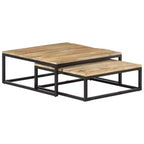 Tables basses lot de 2 en manguier naturel, noir