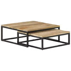 Tables basses lot de 2 en manguier naturel, noir