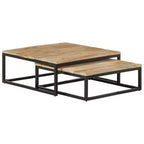 Tables basses lot de 2 en manguier naturel, noir