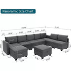 Canapé-lit modulaire sectionnel - 9 places en U - Avec rangement - 2 poufs pour salon