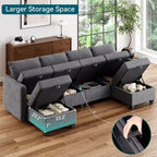 Canapé-lit modulaire sectionnel - 9 places en U - Avec rangement - 2 poufs pour salon