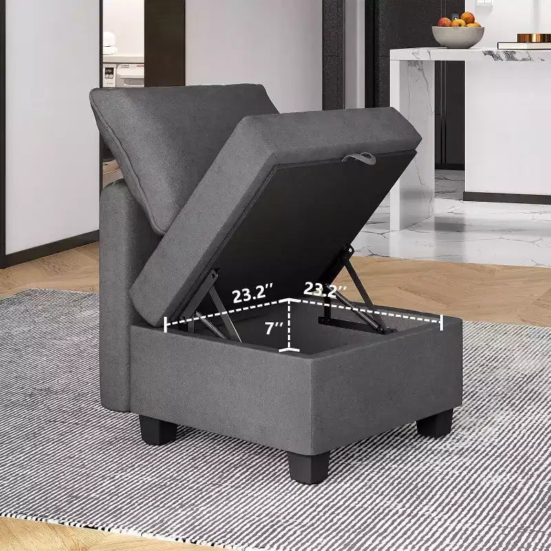 Canapé-lit modulaire sectionnel - 9 places en U - Avec rangement - 2 poufs pour salon