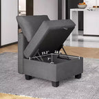 Canapé-lit modulaire sectionnel - 9 places en U - Avec rangement - 2 poufs pour salon