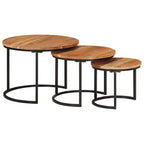 Tables gigognes (lot de 3), bois naturel et noir
